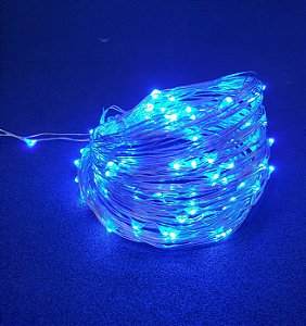 Pisca Fio De Fada 100 Leds 10 Metros Azul Bivolt