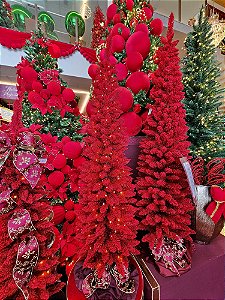 Árvore Pinheiro Slim Vermelho Florina 1,50Cm 243 Galhos Com Leds Warm