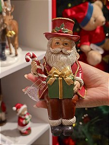 Papai Noel Sentado Com Caixa De Presente 16Cm