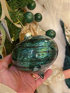 Ornamento De Vidro Verde 12Cm