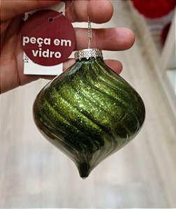 Ornamento De Vidro Verde 8Cm