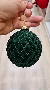 Bola De Vidro Verde Com Veludo 10Cm