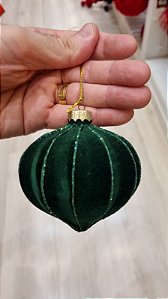 Ornamento De Vidro Veludo Verde 9,5Cm