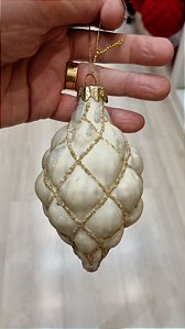Ornamento De Vidro Pinha Champanhe 12Cm