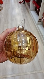 Bola De Vidro Translucida Dourada 12Cm