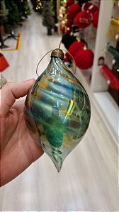 Ornamento De Vidro Verde 16Cm