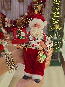 Papai Noel Colecionável Clássico Com Presentes 28Cm