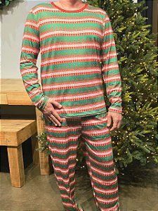 Pijama Natalino Vermelho E Verde Renas Tamanho P