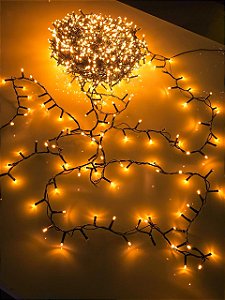 Pisca Festão 1600 Leds 50 Metros Ambar Com Strobo Bivolt Uso Interno E Externo