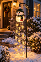 Boneco de Neve com Cascata de Luzes LED Solar