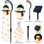 Boneco de Neve com Cascata de Luzes LED Solar