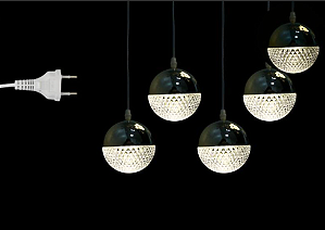 Pendente Bolas De Cristal 10 Bolas Warm 12Cm Bivolt