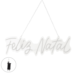 Placa Neon Warm Feliz Natal Em Acrílico 60Cm Bivolt