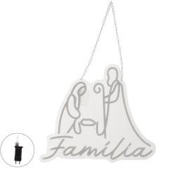 Placa Neon Warm Família Em Acrílico 44Cm Bivolt