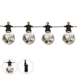 Pisca Cordão 10 Bolas Prata De Led Warm Com Emenda Bivolt 5 Metros