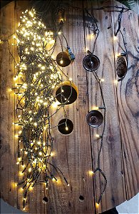 Pisca Cascata 350 Leds 10 Metros Warm 8 Funçoes Com Memória Com Emenda Uso Interno E Externo Bivolt