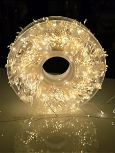 Pisca Fio De Fada Com Strobo 50 Metros 1800 Leds Cluster Warm Bivolt