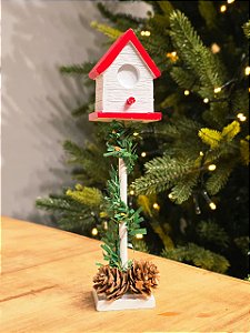 Poste Casinha De Passaros Natalina 18Cm