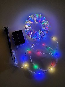 Pisca Solar Mangueira De Fio De Fada 30 Metros 300 Leds Colorido Uso Externo