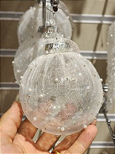 Bola Decorada Branca 10Cm Com 3 Unidades