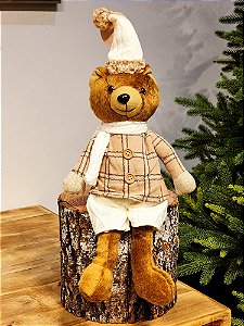Urso Sentado Com Camisa Xadrez 55Cm