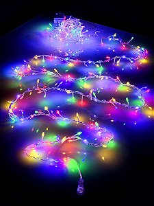 Pisca Festão 350 Leds 5 Metros Colorido Com Efeito Movimento No Branco Frio Com Emenda Bivolt