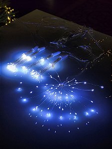 Pisca Fio De Fada Fogos De Artifício Branco Frio 320 Leds 4 Metros C/ Funções Bivolt