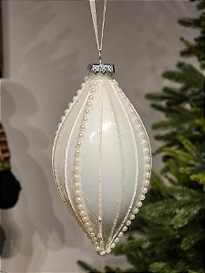 Pendente Ornamento De Vidro Perolado 13Cm 1 Unidade