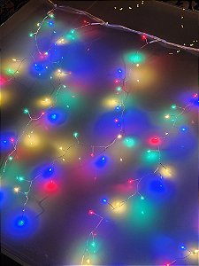 Pisca Cascata Fio De Fada 3M X 1M 300 Leds Colorido Bivolt Com Funções