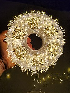 Pisca Fio De Fada Cluster Warm 1800 Leds 50 Metros Com Funções Bivolt