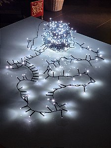 Pisca Festão 900 Leds 20 Metros Branco Frio Com Strobo Branco Frio Bivolt Uso Interno E Externo