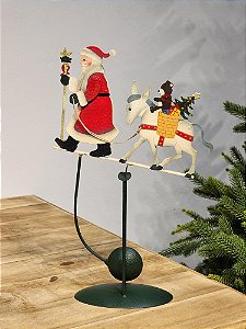 Enfeite Em Metal Papai Noel Com A Rena E Presentes