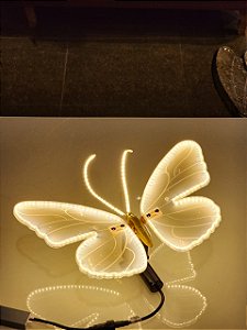 Borboleta 40Cm Com Led Warm E Movimento Com Suporte Bivolt