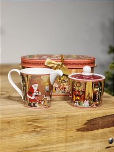 Leiteira Com Açucareiro Na Caixa De Presente Natal