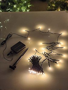 Pisca Cordão Solar Com 100 Leds Warm 10 Metros Uso Externo