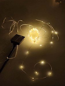 Cordão Solar Fio De Fada Com 200 Leds Warm 8 Funções 20 Metros Uso Externo