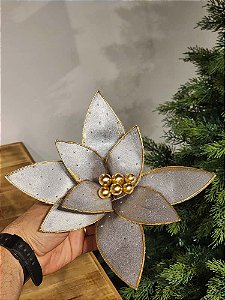 Flor Bico De Papagaio Prata 26Cm