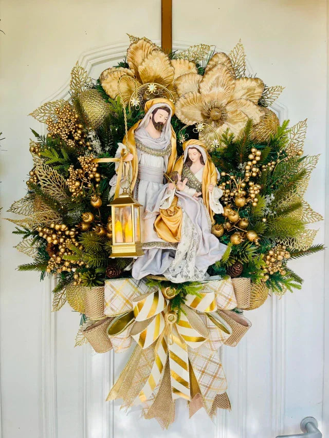 Guirlanda De Natal Sagrada Família C/ Led 65cm