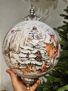Bola Ornamento Decorado Estampado Animais 36Cm