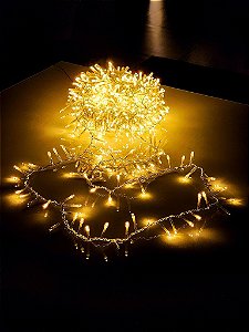 Pisca Festão Super Strobo 1600 Leds 50 Metros Warm Fio Transparente Bivolt