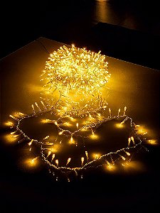 Pisca Festão Super Strobo 500 Leds 10 Metros Warm Fio Transparente Bivolt