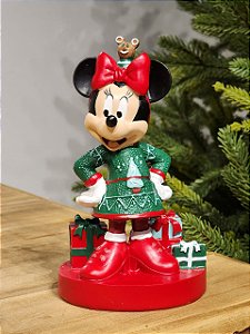 Minnie Em Pé Em Resina Com Presente 17,5Cm