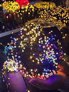 Pisca Festão Bicolor 500 Leds 12 Metros Faz Warm E Colorido Com Emenda Com Funções Bivolt