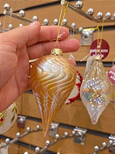 Ornamento De Vidro Dourado 12Cm
