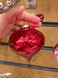 Ornamento De Vidro Vermelho 8Cm