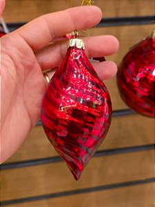 Ornamento De Vidro Vermelho 13Cm