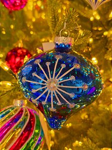 Ornamento De Vidro Azul 11,4Cm