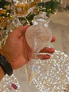 Ornamento Gota De Vidro Transparente 23Cm