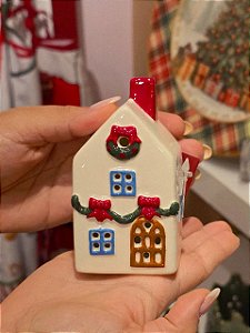 Casa Cerâmica Decorada Com Luz 10Cm